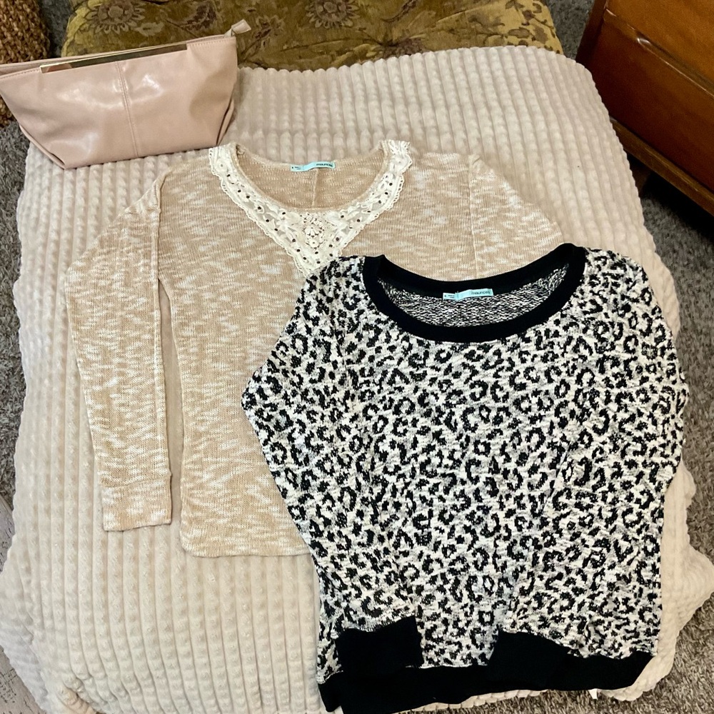 Maurices Beige and Black Sweater Set Free Express NWOT Clutch